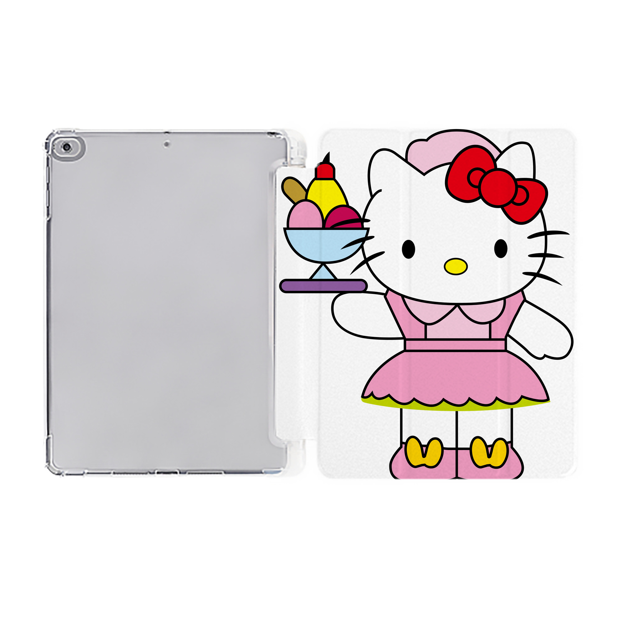 （画像用） Hello Kitty ハローキティ IPad ケース ペン収納付き 三つ折りスタンド PUレザー×シリコン 対応機種9.5/10.5/10.9インチ